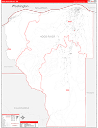 Hood River County, OR Wall Map Zip Code Red Line Style 2026